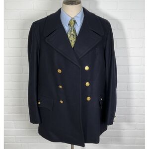 ACME NYPD Pea Coat Men XL Double-Breasted 1625 Gold Button Heavy‎ Wool VTG